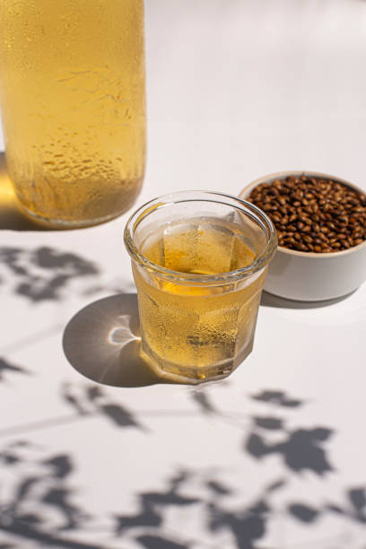 Cold barley tea in a glass