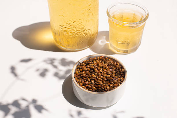 Cold barley tea in a glass