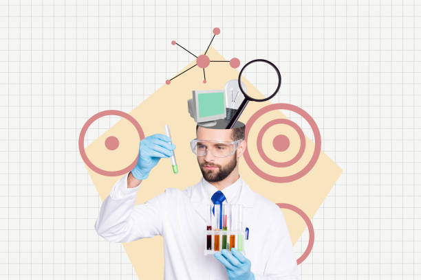 istock Professional science doctor working in laboratory holding glass tubes samples with dna animals analyzing experiment on checkered background 2184955096