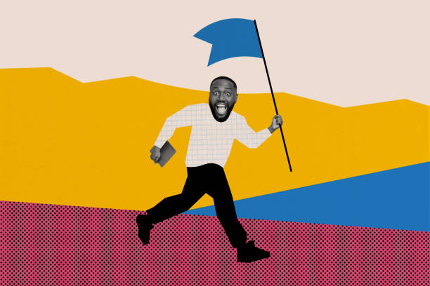istock Picture image collage of handsome happy man running forward dream target finish success isolated on colorful background 2184957577