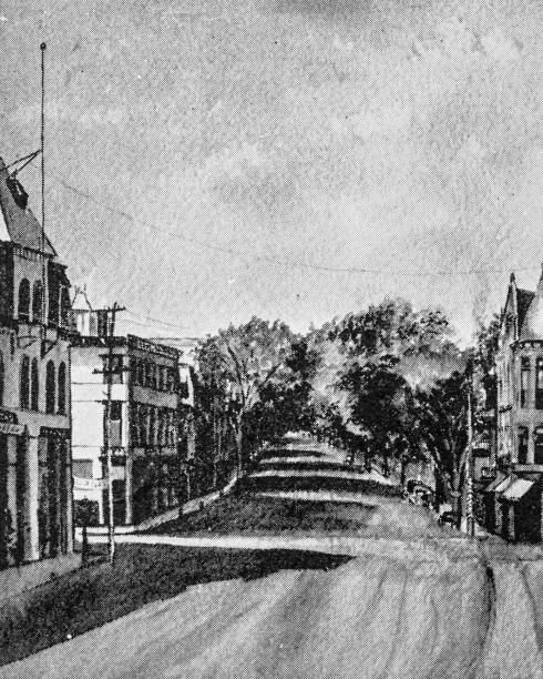 istock Antique image of Worcester and surroundings, Massachusetts: Main Street 2184958121