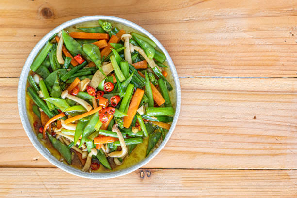 stir fried mixed vegetable dish served is healthy dish because it contains vegetables that are beneficial to body in dish. menu that is easy make and beneficial to body is stir fried mixed vegetables.
