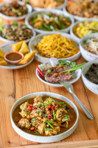 istock Spicy stir fried chicken served in dish is native chicken that is naturally raised making meat chewy and delicious. Native stir fried chicken menu is also popular as both a side dish and with liquor 2184969524