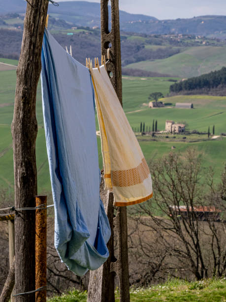 istock Clothes hanging outside to dry 2184979279