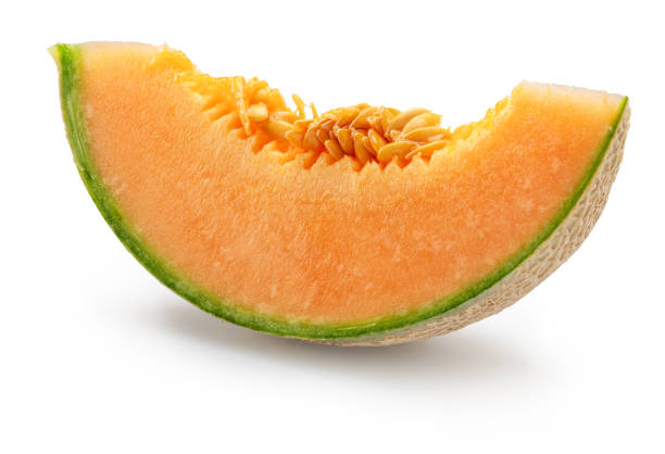 istock Cantaloupe melon slice isolated on white background. File contains clipping path. 2184983055