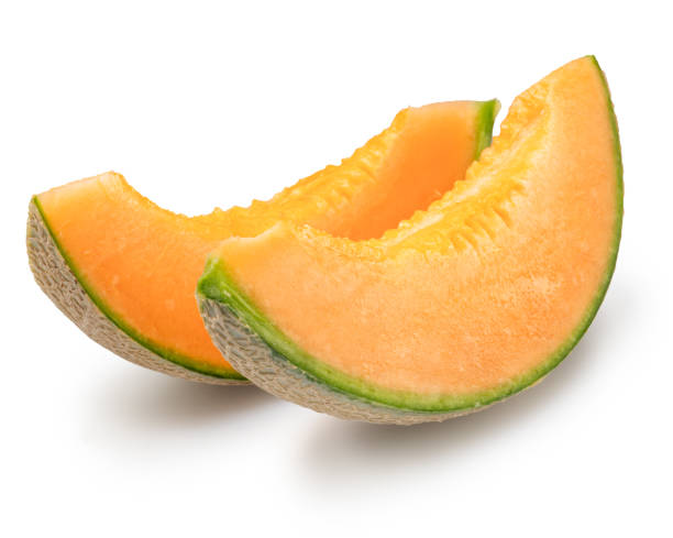 istock Two cantaloupe melon slices isolated on white background. File contains clipping path. 2184983065