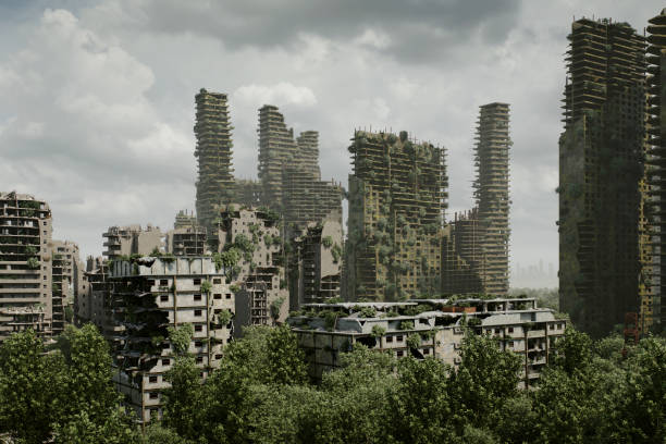 istock Abandoned Cityscape Reclaimed by Nature 2184984116
