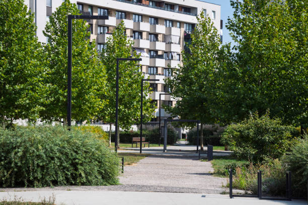 istock Modern apartment buildings and trees 2184987018
