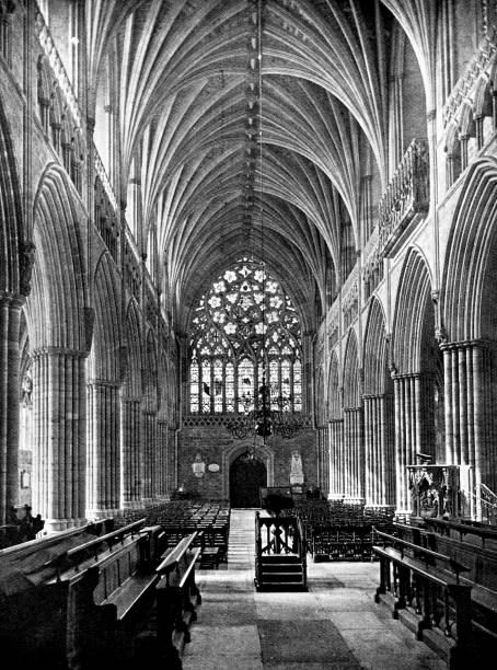 istock Nave Looking West at Cathedral Church of Saint Peter in Exeter, England - 19th Century 2184988829