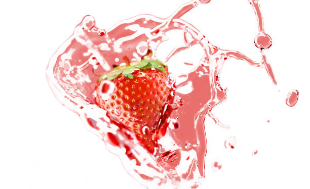 istock Strawberry falling in juice splash mockup, depth of field 2184991390