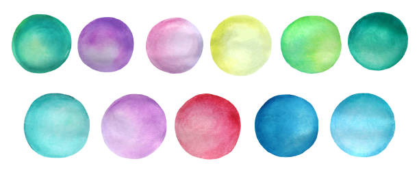 istock A set of circles drawn with watercolors. Round watercolor decorative elements. 2184992379