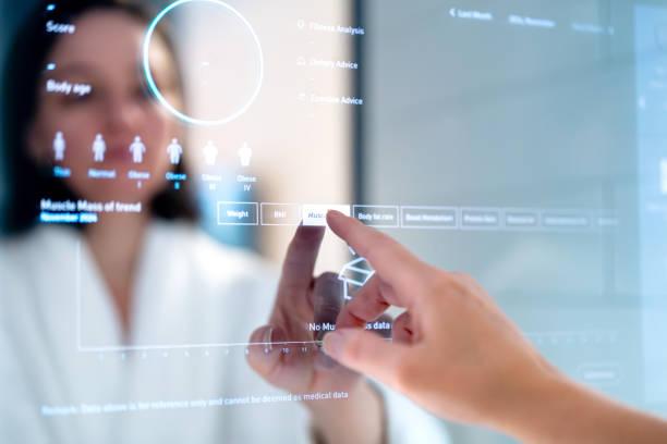 istock woman doing her morning beauty routine in front of the smart mirror 2185000051