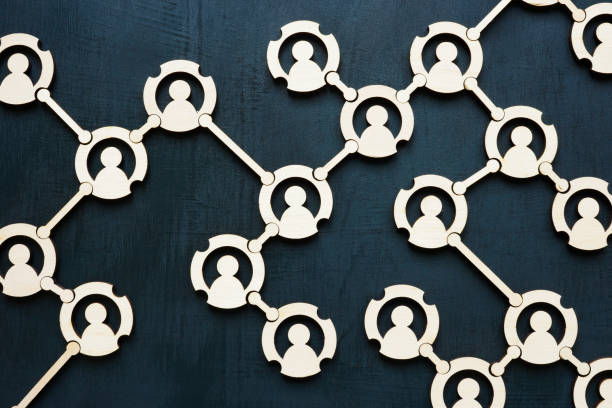 istock Network of figures symbolizing teamwork and social connections. 2185006051