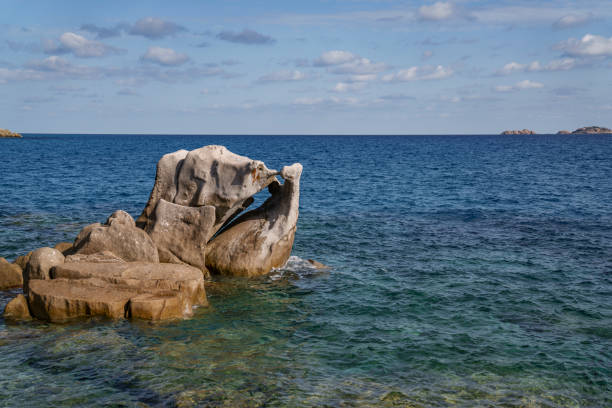 istock A rocky seaside with a beautiful water color 2185010084
