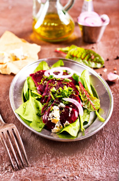 istock Tasty salad of beetroot, cheese and nuts. Copy space. 2185016464