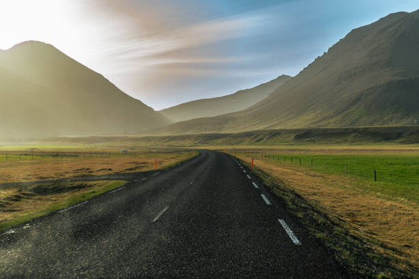 istock Sunset Drive Through Mountain Roads in Iceland 2185017499