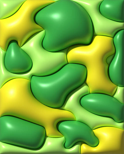 istock Green background with yellow shiny shapes, 3D rendering illustration 2185023082