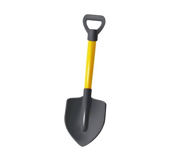 istock Shovel 3D illustration for web. Equipment for garden. Simple garden shovel sign vector design. Shovel with handle web icon isolated on white background. Shovel spade clipart logo. Garden, building 2185025068