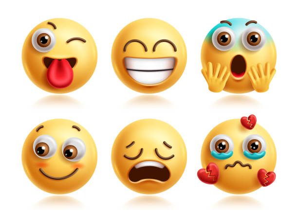 istock Wink emoji vector characters set. Winking emojis clip art characters with happy, silly, blush, depressed 2185025256