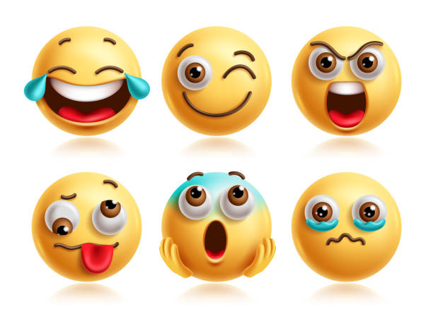 istock Laughing emoji vector characters set. Emojis 3d icon clip art character collection in winking, happy, shouting, naughty, scream 2185025508