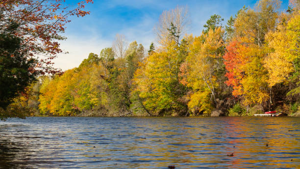 istock Lake reflecting sky in autumn landscape 2185029795