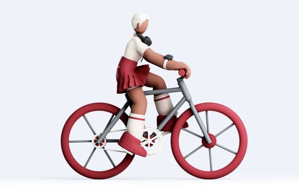istock 3d rendering of a girl riding a bicycle 2185034155