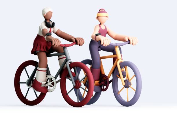 istock 3d rendering of a girl riding a bicycle 2185034178