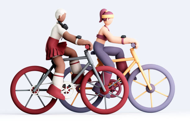 istock 3d rendering of a girl riding a bicycle 2185034179