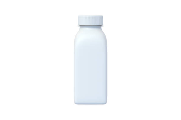 istock One bottle for juice isolated on white background. Plastic container for liquid product. Blank packaging for beverage. Top view. 3d render 2185036963