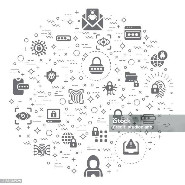 Cyberphoto Simple Simple Set Of Cyber Security Related Vector Line Illustration Stock ...