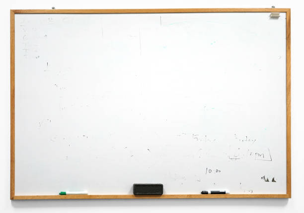 Dirty white board isolated on white background