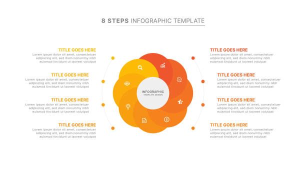 ilustrații de stoc cu șablon de design infografic rotund cu opt opțiuni - numărul 8