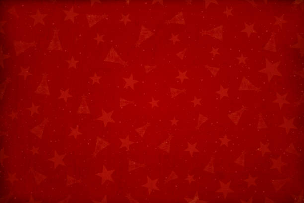 illustrations, cliparts, dessins animés et icônes de fond d’écran vierge texturé grunge festif de couleur rouge vif ou marron avec de faibles étoiles délavées et des confettis comme filigrane partout sur le fond horizontal de noël, du nouvel an, de la fête d’anniversaire, fond de papier d’emball - papier peint noel