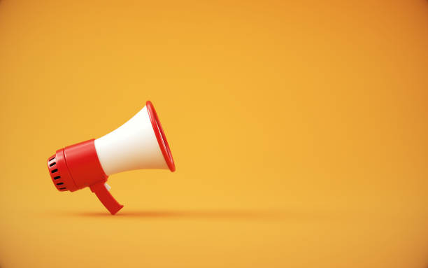 istock Red Electric Megaphone on Orange background 2185054319