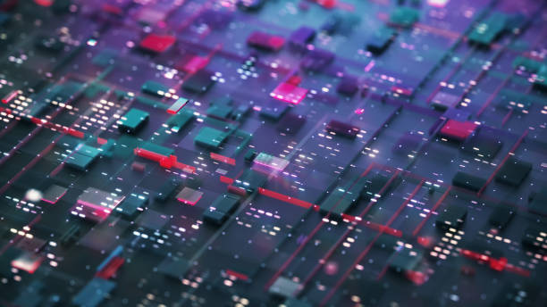 istock Futuristic digital technological background. Abstract connections technology and digital network. Big data and communications technology. CPU and Motherboard Digital Block Shape Background. 2185054421