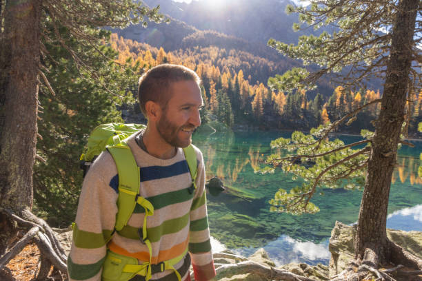 istock A man hiking by a pristine alpine lake in autumn 2185054469