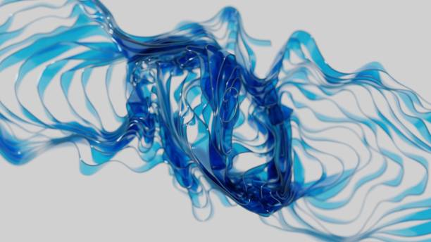 istock Abstract Flowing Blue Glass Sculpture on White Background 2185054738