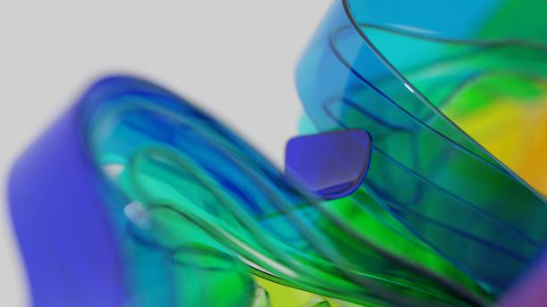 istock Abstract Green and Blue Flowing Sculpture on White Background 2185054748