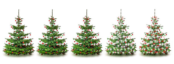 istock Five beautiful Christmas trees decorated in different ways 2185055834