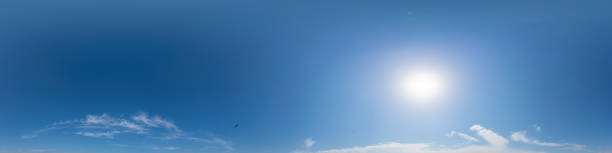 istock Blue summer sky panorama with light Cumulus clouds. Hdr seamless spherical 360 panorama. Sky dome or zenith for 3D visualization and sky replacement for aerial drone 360 panoramas. 2185056141