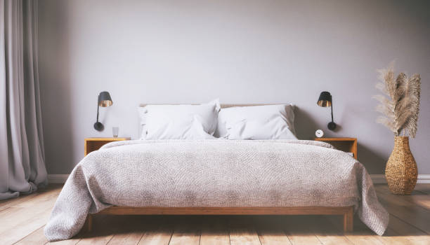 istock 3d rendering of a Scandinavian bedroom. 2185058272