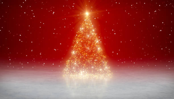 istock Illustation of a Christmas tree on a red background. 2185058300