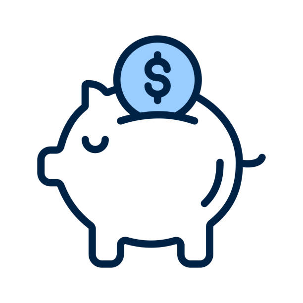 ilustraciones, imágenes clip art, dibujos animados e iconos de stock de ahorros - hucha cerdito