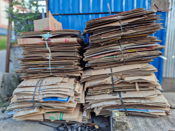 istock pile of used cardboard packaging that can be recycled 2185070727
