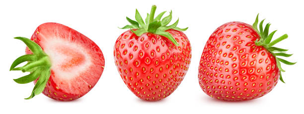 istock Strawberry macro shoot food ingredient on white isolated 2185070790
