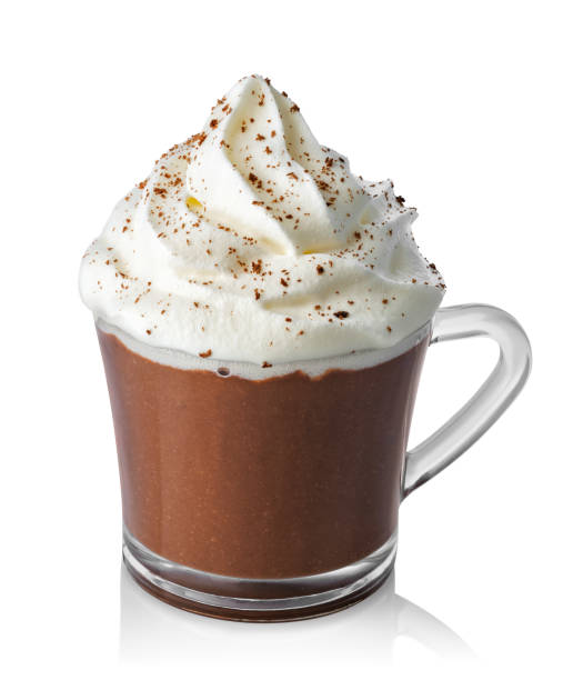 istock hot chocolate with whipped cream in glass cup isolated on white 2185073146