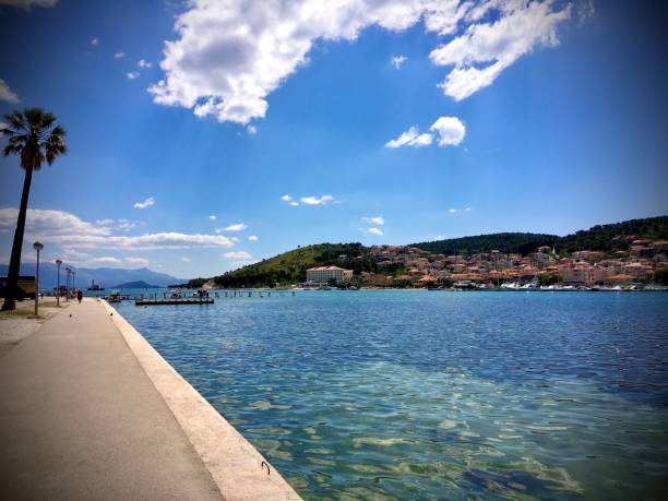 istock Blue sea and town scape 2185074592