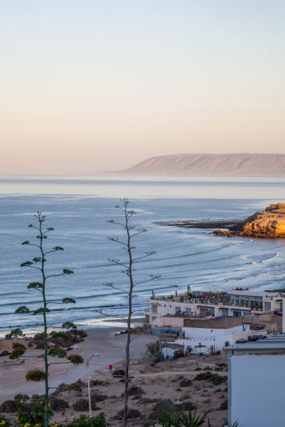 Small old-fashioned fishing boats by the beach near Agadir in Morocco.