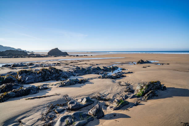 istock Morning winter sun on Cornwall beach 2185075969