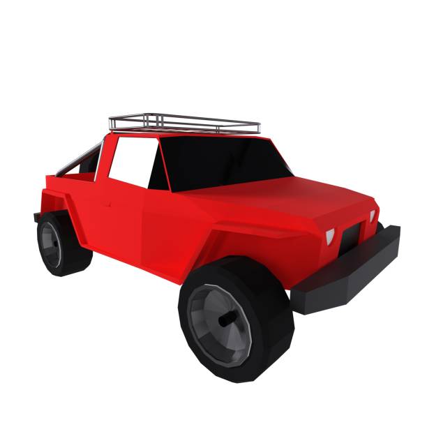istock Red geometric car model with a roof rack in a minimalist style 2185079094